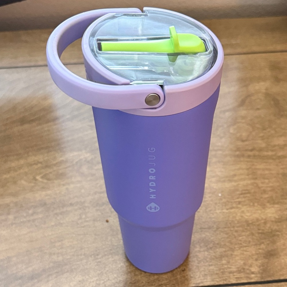 HydroJug Lavender Tumbler with Lime Green Straw